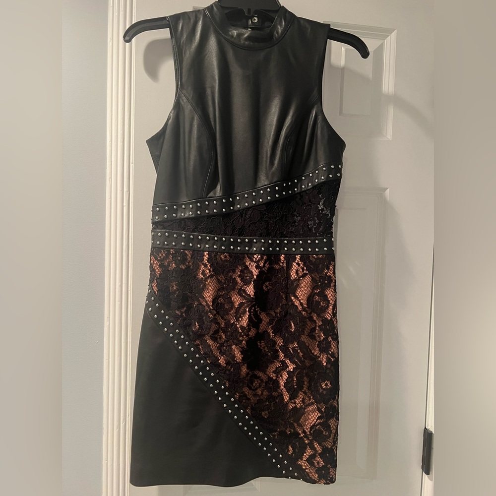 NBD Black Lace Stud Mini Dress Size 2